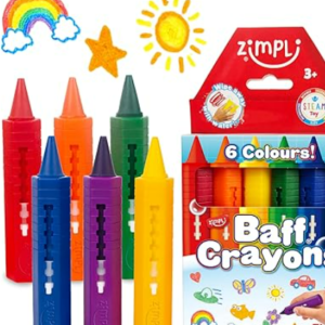 ZIMPLI - 6 Large Bath Pencils, Washable Colorful Bath Pens for Children, Creative Mess-free Shower Toy